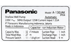 Máy bơm tăng áp Panasonic A 130JAK 125W