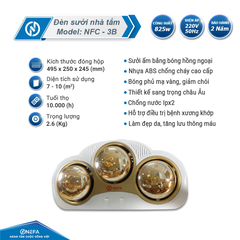Đèn sưởi nhà tắm 3 bóng cong Nefa NFC - 3B (Công suất 825w)