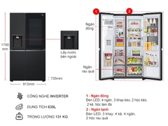 Tủ lạnh LG Inverter 635 Lít Side By Side InstaView Door-in-Door GR-X257BL