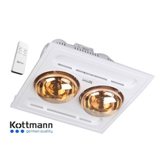 Đèn sưởi nhà tắm Kottmann 2 bóng âm trần điều kiển từ xa K9-R
