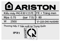 Bình nóng lạnh Ariston 80 lít đứng PRO R 80 V