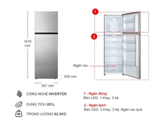 Tủ lạnh Casper Inverter 261 lít RT-275VG