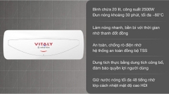 Bình nóng lạnh Ariston 20 lít ngang  VITALY 20 SLIM