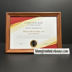 Khung bằng khen màu nâu gỗ vát cạnh sang trọng CV-G