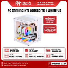 PC GAMING HTC JONSBO TK-1 WHITE V2 (Main B760M-AYW WIFI D4, CPUi5 13400F,SSD Kingston NV3 500GB, NGUỒN GIGABYTE 650W, Radeon RX 6600, RGB 16GB 3200 White, Vỏ case Jonsbo TK-1, Tản nhiệt nước Thermalright Frozen WarfRame 240 )