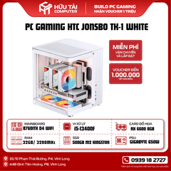 PC GAMING HTC JONSBO TK-1 WHITE (Main  B760 D4 ITX WIFI,  I5-13400F, RAM 32GB , SSD 500GB,  NGUỒN 650W, VGA RX6600, CASE JONSBO TK-1)