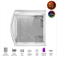 (E-ATX) Vỏ Case ASUS ROG Hyperion GR701 (Sẵn 4Fan)  Trắng Bạc