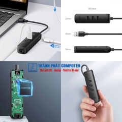 Hub chia USB 2.0 ra 3 cổng USB 2.0 + Lan 100Mbps Ugreen 20984