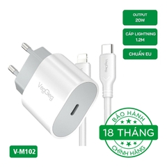 Bộ Sạc Nhanh VegGieg PD20W + Cáp USB-C sang Lightning V-M102