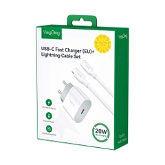 Bộ Sạc Nhanh VegGieg PD20W + Cáp USB-C sang Lightning V-M102