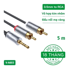 Cáp chuyển đổi VegGieg Audio 3.5mm ra 2 đầu RCA (1,5 - 10m)