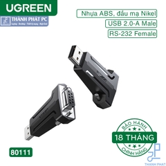 Đầu chuyển đổi USB 2.0 to Com âm DB9 rs232 Ugreen 80111