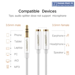 Cáp chia 2 cổng Audio 3.5mm dài 20cm Ugreen 10739