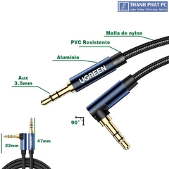 Cáp AUX 3.5mm bện Nylon bẻ góc 90 độ dài 1m Ugreen 60179