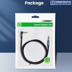 Cáp AUX 3.5mm bện Nylon bẻ góc 90 độ dài 2m Ugreen 60181