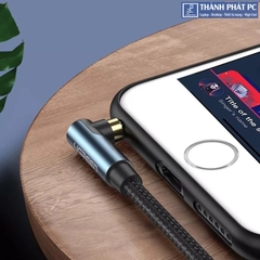 Cáp AUX 3.5mm bện Nylon bẻ góc 90 độ dài 1m Ugreen 60179