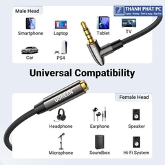 Cáp nối dài AUX 3.5mm TRRS bẻ bóc 90 độ dài 2m Ugreen 20495