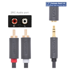 Cáp chuyển đổi Audio 3.5mm âm ra 2 RCA dương dài 20cm Ugreen 10561