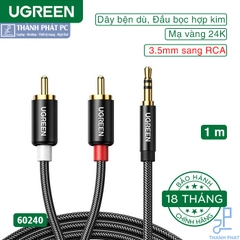 Cáp âm thanh Audio 3.5mm ra 2 RCA dài 1m Ugreen 60240