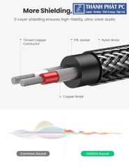Cáp âm thanh Audio 3.5mm ra 2 RCA dài 1m Ugreen 60240