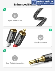 Cáp âm thanh Audio 3.5mm ra 2 RCA dài 1m Ugreen 60240