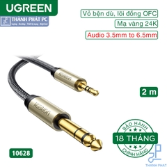 Cáp âm thanh Audio 3.5mm sang 6.35mm dài 2m Ugreen 10628