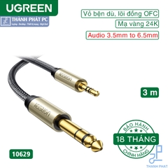 Cáp âm thanh Audio 3.5mm sang 6.35mm dài 3m Ugreen 10629