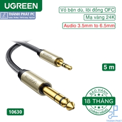 Cáp âm thanh Audio 3.5mm sang 6.35mm dài 5m Ugreen 10630