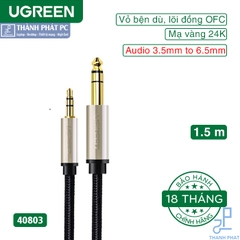 Cáp âm thanh Audio 3.5mm to 6.5mm dài 1,5m Ugreen 40803