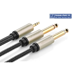 Cáp Audio 3.5mm sang 2 đầu 6.5mm dài 1m Ugreen 10613