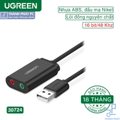 Card sound USB 2.0 to 3.5mm màu đen Ugreen 30724