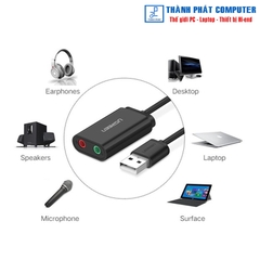 Card sound USB 2.0 to 3.5mm màu đen Ugreen 30724