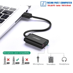 Card sound USB 2.0 to 3.5mm màu đen Ugreen 30724