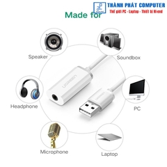 Card sound USB 2.0 to 3.5mm Mic & Loa Ugreen 30712