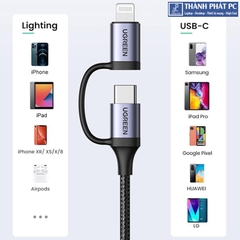 Cáp USB A sang Lightning+Type-C 3A dài 1m Ugreen 50792