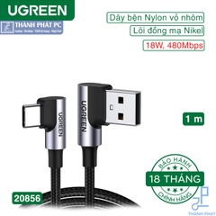 Cáp USB-A to USB Type-C bẻ góc 90 độ 1m Ugreen 20856