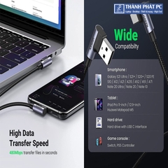 Cáp USB-A to USB Type-C bẻ góc 90 độ 0,5m Ugreen 20855