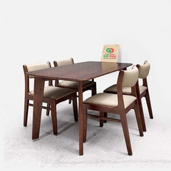 Bộ bàn ăn howard 4 ghế ăn bọc da bella - BBG29