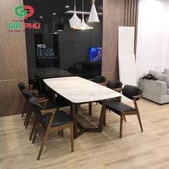 Bộ bàn ăn mặt đá chân gỗ Concorde 6 ghế gỗ Kai - BBG3