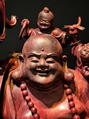 Tượng Phật Di Lặc Tam Phúc Gỗ Vương Mộc Tử Đàn đẹp