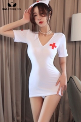 SMS327 - đồ cosplay y tá với váy ngắn thiết kế cổ chữ V cực sexy