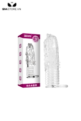 SMT445 - Bao cao su gai đầu rồng chất liệu silicon dài 110mm màu trắng