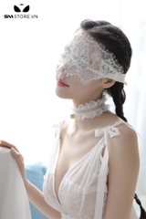 SMT019 - khăn bịt mắt họa tiết ren hoa phong cách cosplay đẹp
