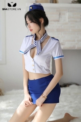 SMS449 - cosplay tiếp viên áo croptop và chân váy cùng phụ kiện