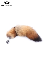SMT286 - butt plug đuôi cáo lông xù màu nâu dài 40cm