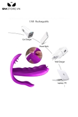SMT745 - Dương vật giả rung có lưỡi sạc điện dài 110mm màu tím