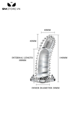 SMT1494 - Bao cao su rung ở bao quy đầu có bi liti dài 140mm