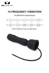 SMT433 - Sounding que rung niệu đạo silicon màu đen dài 34cm