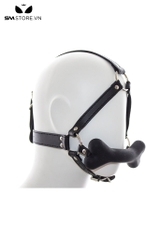SMT1516 - Bit gag silicon xương chó có dây da PU vòng qua đầu