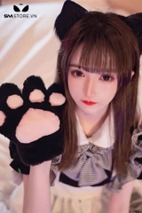 SMP041 - găng tay cosplay mèo siêu dễ thương màu đen pha hồng